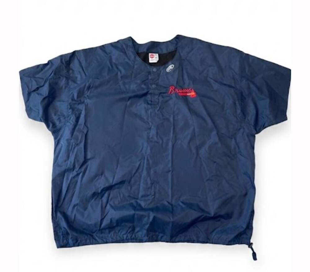 2XL Rawlings Atlanta Braves Short Sleeve Pullover Windbreaker Jacket
